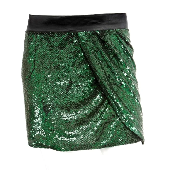 Haute Hippie Green Sequins Mini Skirt as Seen on Jlo & Gossip Girl! Siz… - Picture 3 of 16